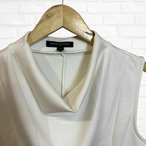 Banana Republic Sleeveless Scuba Cowl Neck Top Small Ivory White Layering Soft - Picture 6 of 6